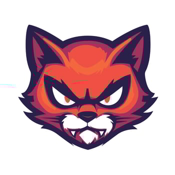 Cartoon cat with a red face and black eyes vector