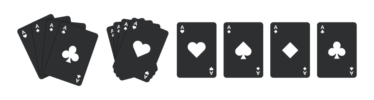 Black flat color design of a set of ace cards vector
