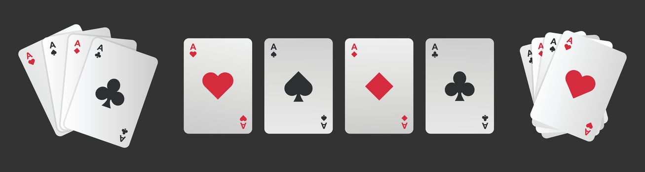 Red black white ace card flat collection vector
