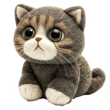 Adorable kitten plush toy cute feline friend pet animal doll isolated on transparent background png
