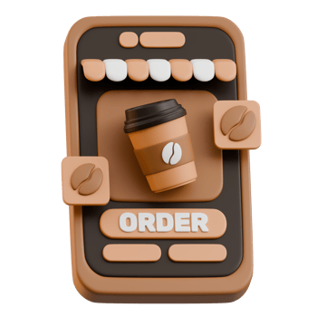 Mobile Coffee Ordering App Illustration 3D Coffee Icon png