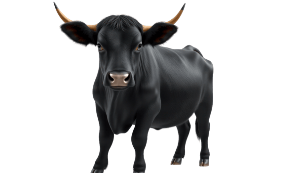 Black Bull with Horns on Transparent Background png