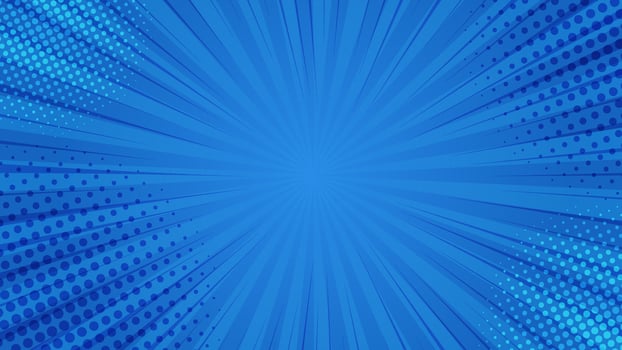 Blank comic abstract blue background. Bright blue rays background. Comic book pop art strip radial backdrop vector