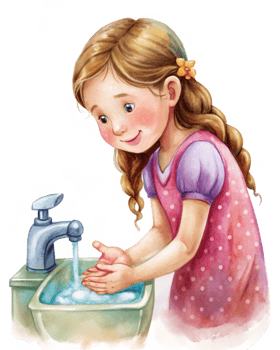 Kids Hygiene Routine Girl Washing Hands png