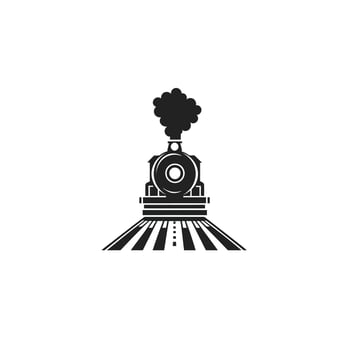 Train is on the tracks with smoke coming out of the engine vector