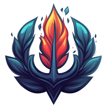 Fiery anchor with teal leaves logo on transparent background a symbol of strength and resilience png