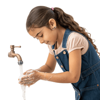 Little Girl Learning Hand Hygiene Routine png