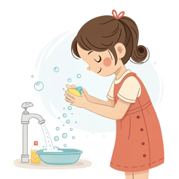 Happy Girl Washing Hands With Soap png