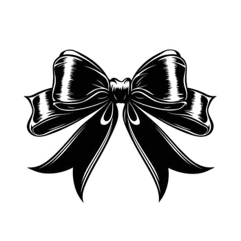 Black ribbon bow is drawn on a white background vector