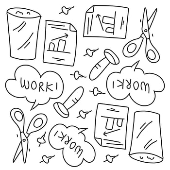 Office Work Doodles with Speech Bubble Elements vector