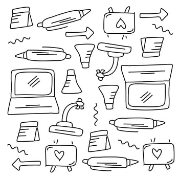 Online Education Doodles with School Supplies Icons vector
