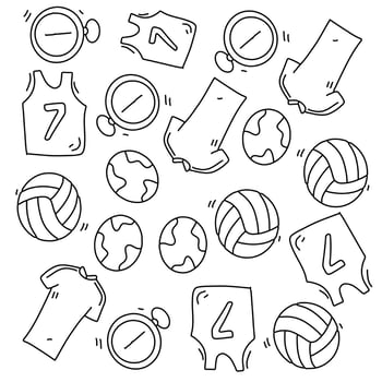 Sport Line Art Icons Team Game Equipment vector