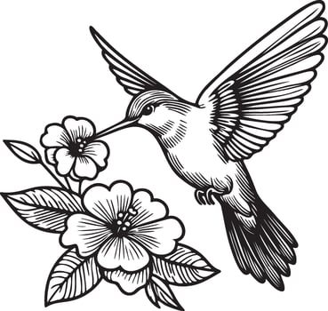 Hummingbird Sketch Drawing. vector