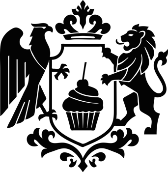 Royal Heraldic Emblem with Eagle, Lion, Crown, and Cupcake png
