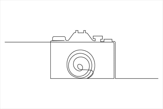 Camera drawing in modern one line minimalist look vector