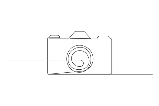 Continuous line camera symbol in simple style vector