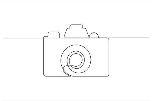 One line minimalist drawing of a camera icon vector