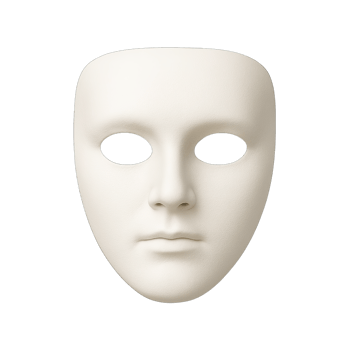 White blank masquerade mask isolated on transparent background, png