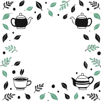 doodle tea pattern with copy space vector
