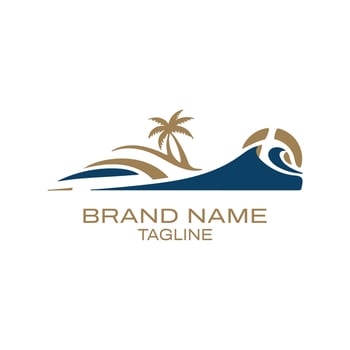 Coastal Wave and Palm Logo for Beach Business, Travel Agency, or Summer Brand vector