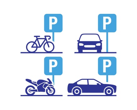 Parking Sign Street Vehicles Icon Sign. vector
