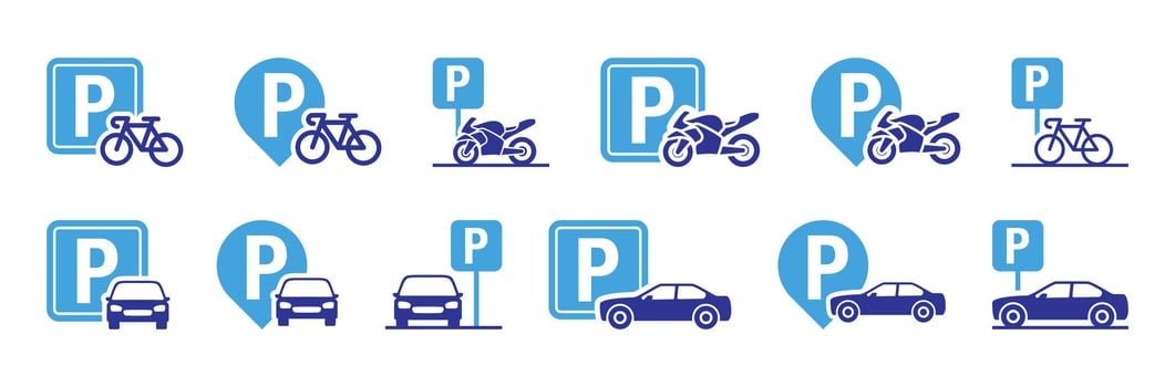 Vehicles Parking Icon Sign. vector