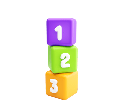 3D Vertical Stack of Educational Number Blocks for Kids png