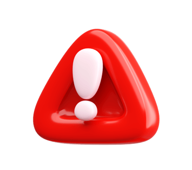 3D Red Warning Icon with Exclamation Mark Isolated png
