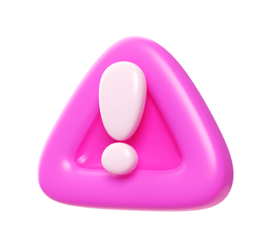 3D Pink Warning Sign with Exclamation Mark icon background png