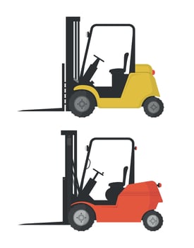 Icons of two forklifts on a white background. Warehouse transport. Logistics, transportation. vector