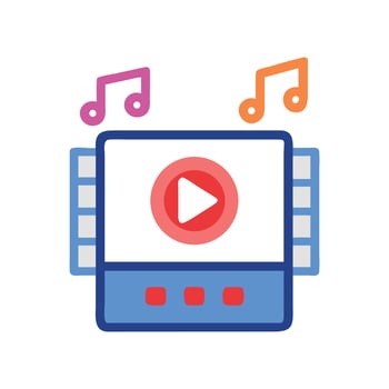 Colorful music player icon with play button vector