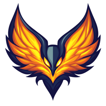Phoenix fire wings emblem on transparent background a modern and abstract graphic design png