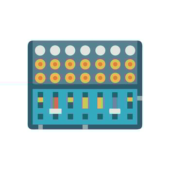 Illustration of a colorful audio mixer on black background vector
