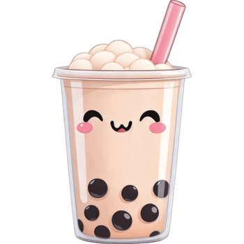 Boba Milk Tea with Straw png