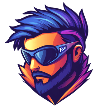 Stylish Avatar Blue Hair, Beard, and Futuristic Glasses png