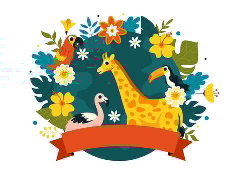 Happy Tropics Day Illustration Featuring Exotic Animals and Nature vector