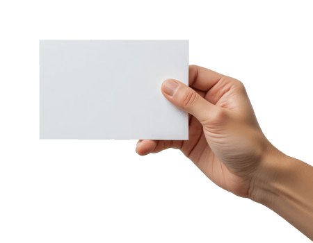 Hand Holding Empty White Card Mockup Transparent Background png