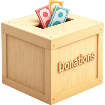 Wooden Donations Box with Money png