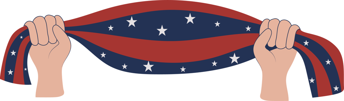 Hands Holding American Flag Scarf png