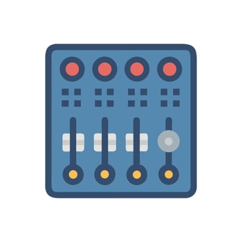 Blue Audio Mixer with Sliders and Knobs vector