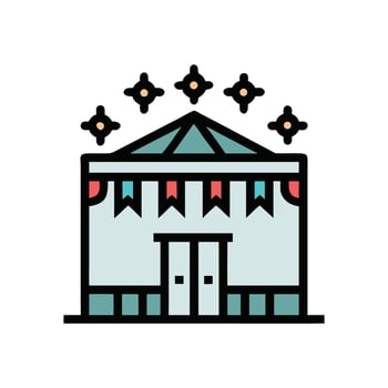 Celebration Building with Flags and Stars Icon vector