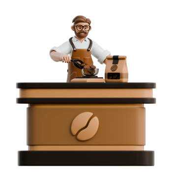 3D Barista Character Weighing Coffee Beans png