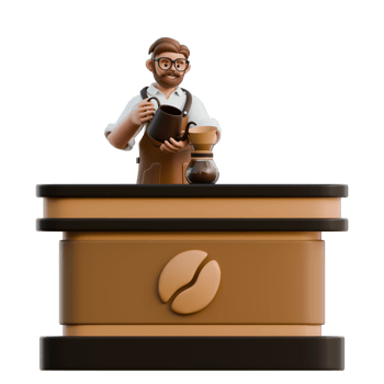 3D Barista Character Preparing Coffee Dripping png