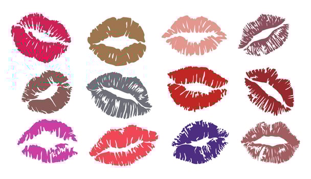 Set of Lipstick kiss prints on white vector