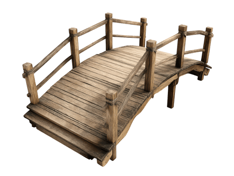 A wooden bridge with a railing on it png
