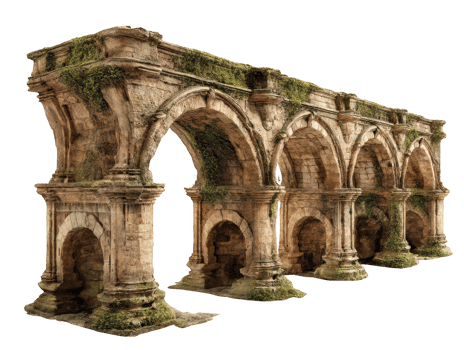 An old stone archway with moss growing on it png