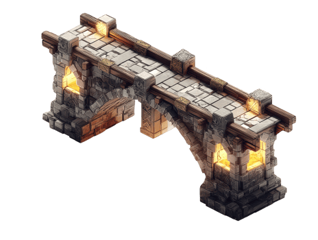 A stone bridge with lights on it png