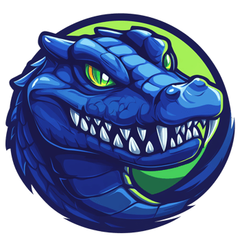 Illustration - Blue Alligator Head, Sharp Teeth, Intense Gaze png