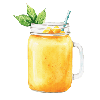 Mango smoothie in a jar on transparent background png