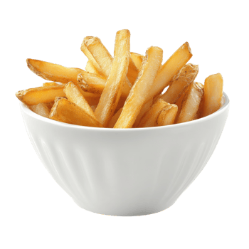 Fries in a white bowl on transparent background png